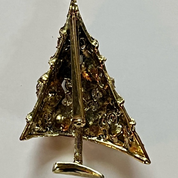 Weiss Elegant Gold and Multicolor Christmas Tree Brooch - Picture 4 of 6